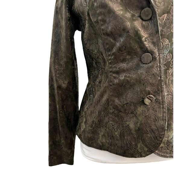 Chic Olive Patterned Women's Blazer - Picture 11 of 13